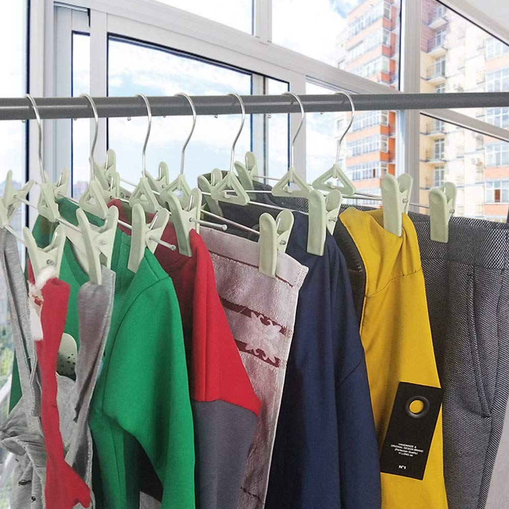 Skirt Hangers With Clips - Pant Hangers With Clips Stackable Slim Plastic Pants Hangers With Clips Space Saving Hangers For Pant