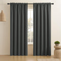 CUCRAF Dark Grey Blackout Curtains 90 inch Length 2 Panels Set, Rod Pocket Room Darkening Drapes for Bedroom Living Room, Insula