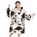 Kivee Wearable Blanket Hoodie Cow Print Oversized Fleece Sweatshirt Blanket With Giant Pocket Warm Cozy Hooded Blanket For Adult