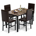 Awqm 5 Piece Dining Table Set For 4,Faux Marble Kitchen Table And Chairs For 4, Modern Dining Room Table Set With 4 Chairs,Dinner Table Set For Small Spaces, Brown