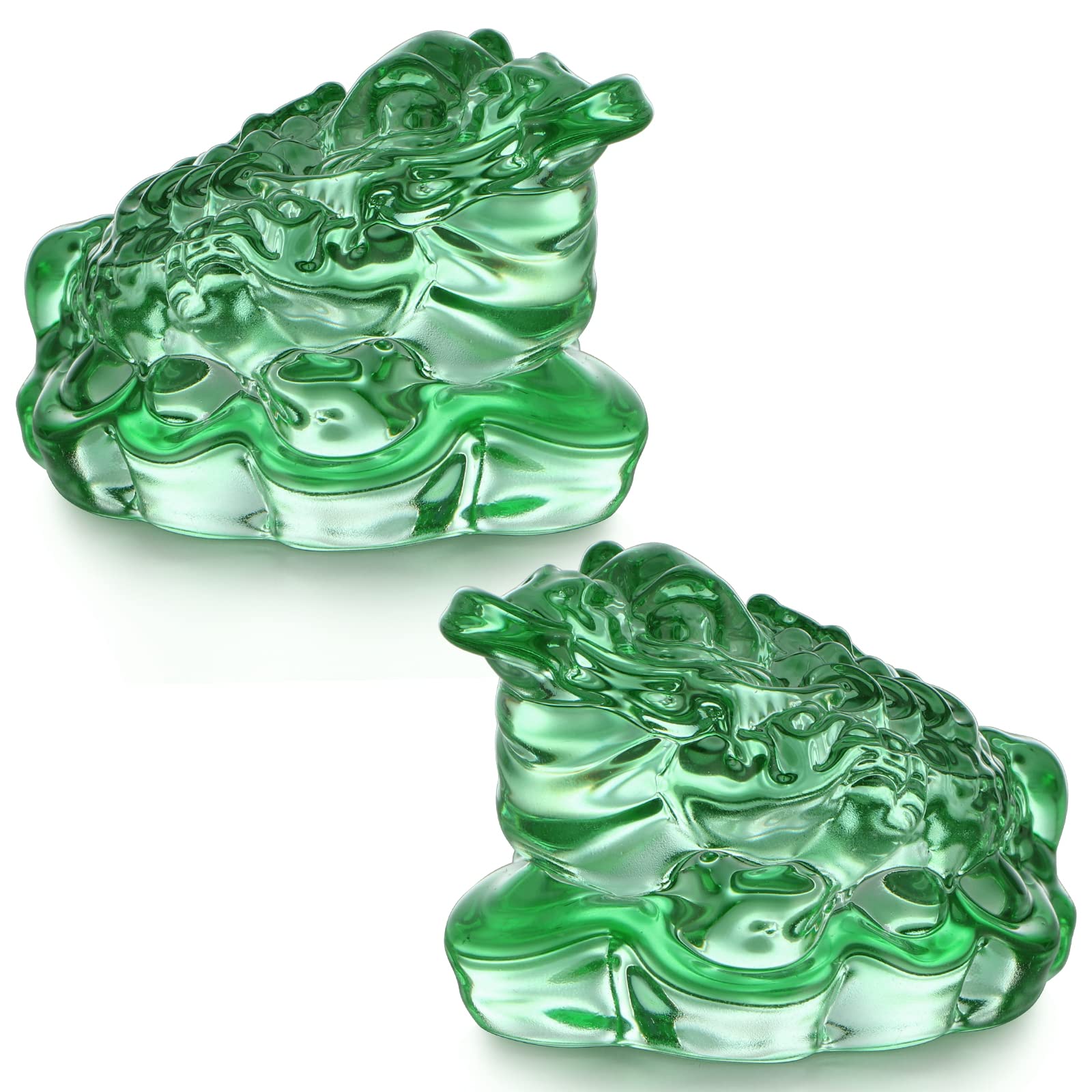 Mdluu 2-Pack Money Toad Statues, Feng Shui Crystal Fortune Frogs, Good Luck Charm Wealth Frogs For Cash Register, Office Desk, H