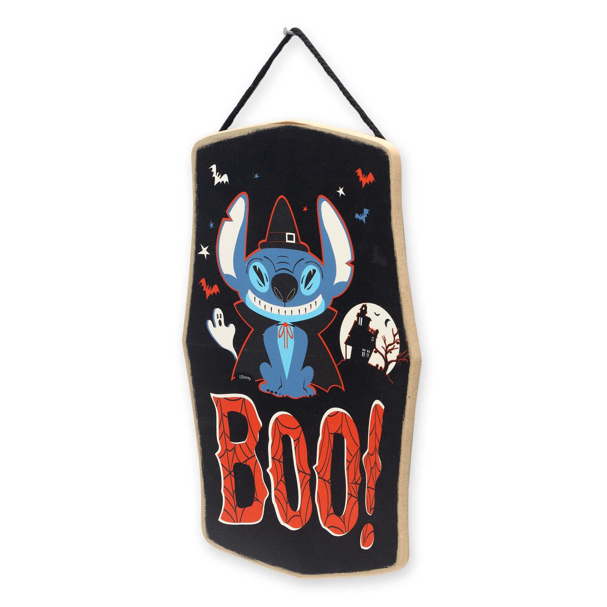 Open Road Brands Disney Lilo And Stitch Boo Hanging Halloween Wood Wall Decor - Fun Stitch Halloween Sign For Home Decorating
