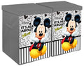 Kuber Industries Disney Mickey Print Non Woven Fabric Foldable Laundry Organiser With Lid & Handles (Grey)KUBMART16273