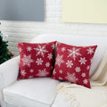 Hwy 50 Red Decorative Throw Pillow Covers 16X16 Inch For Couch Sofa Living Room Bed, Soft Christmas Big And Small Snowflakes Pri