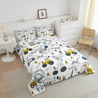 Construction Comforter Set Full Size Kids Cartoon Car Excavator Tractor Toddler Comforter Equipment Trucks Dinosaur Comforter Se