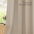 Nicetown Privacy Light Filtering Linen Curtains & Drapes, Grommet Privacy Added Thick Flax Not See Through Retro Window Treatments For Bedroom/Living Room, Taupe, W55 X L84, 2 Panels