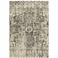 HomeRoots 508843 6 x 9 ft. Gray Ivory & Brown Oriental Power Loom Stain Resistant Rectangle Area Rug