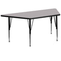 Flash Furniture Wren 29''W x 57''L Trapezoid Grey Thermal Laminate Activity Table - Height Adjustable Short Legs