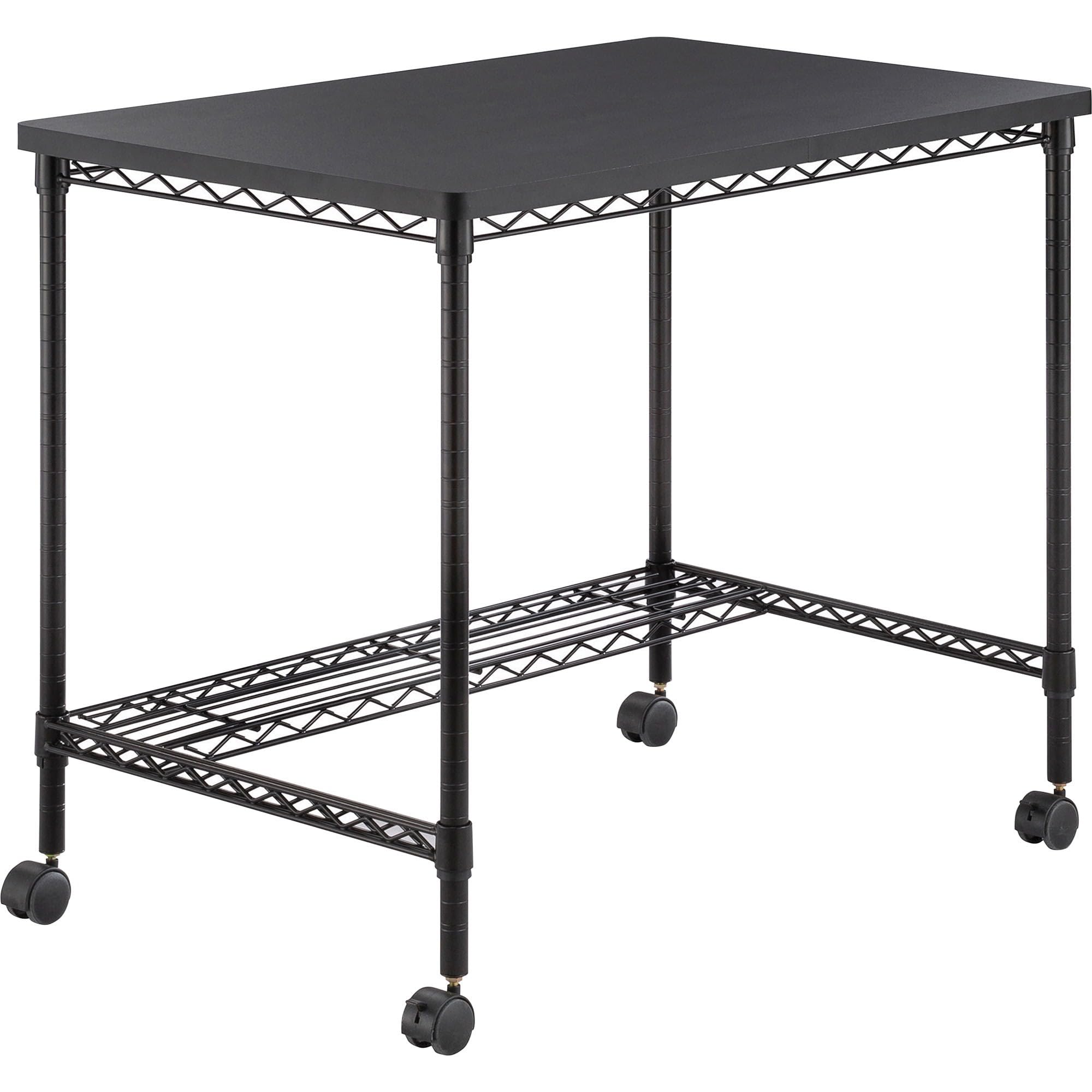 Safco Products 5203BL Mobile Home Office, Kitchen & Garage Wire Desk, Steel Frame, Multi-Use Melamine Top, Wheeled or Stationary Base, Great for Apartments and Dorms, Black