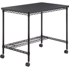Safco Products 5203BL Mobile Home Office, Kitchen & Garage Wire Desk, Steel Frame, Multi-Use Melamine Top, Wheeled or Stationary Base, Great for Apartments and Dorms, Black