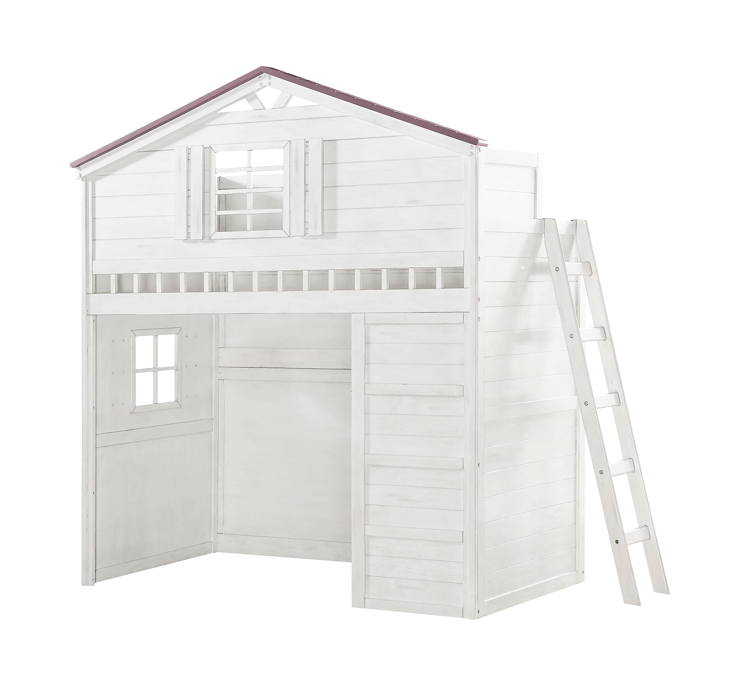 Acme Tree House Wooden Twin Loft Bed with Side Ladder