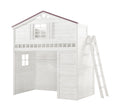 Acme Tree House Wooden Twin Loft Bed with Side Ladder in Pink and White