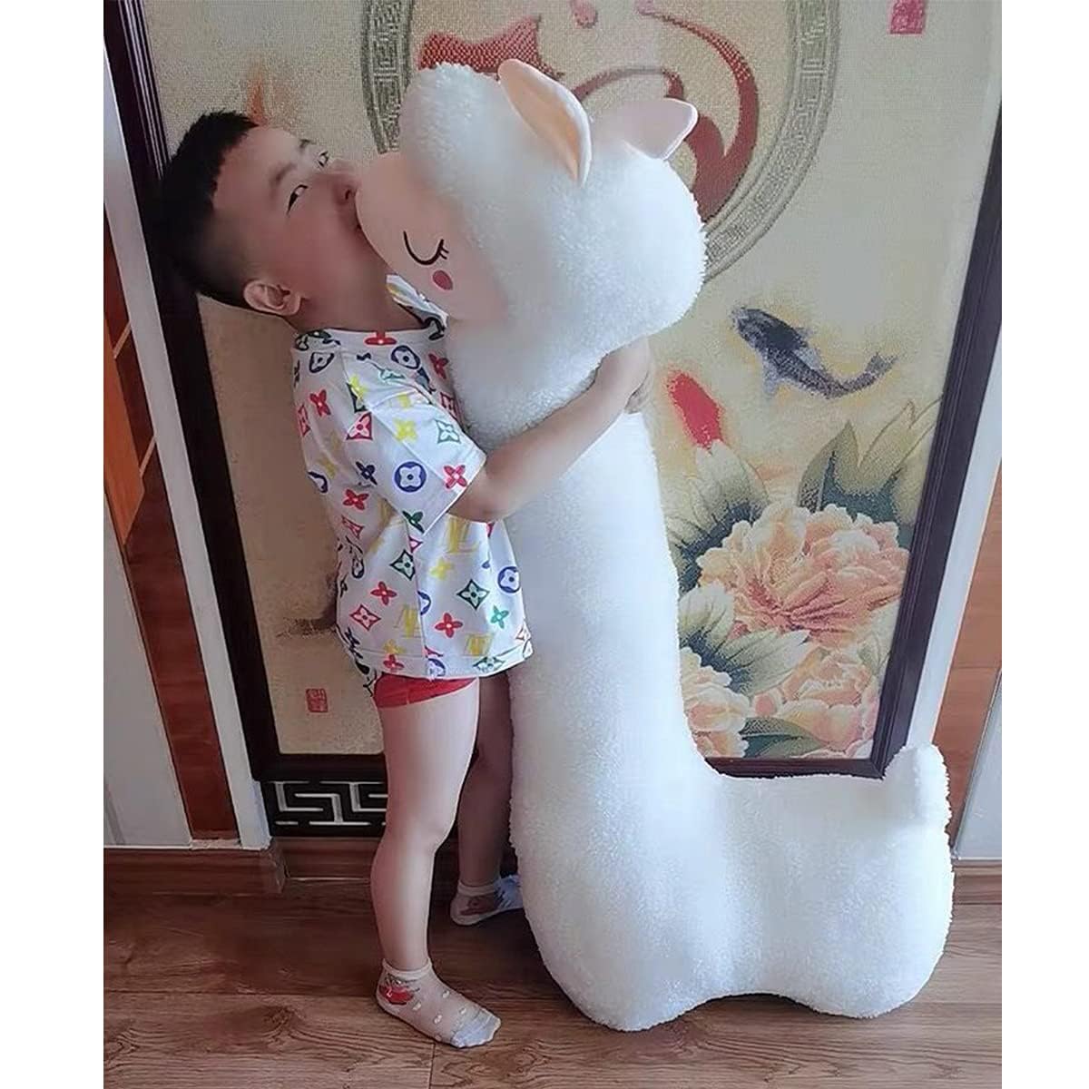 Hofun4U Llama Plush Pillow, 51 Inch Alpaca Plush Long Body Pillow, Alpaca Stuffed Animal, Christmas Holiday Birthday Gift (White