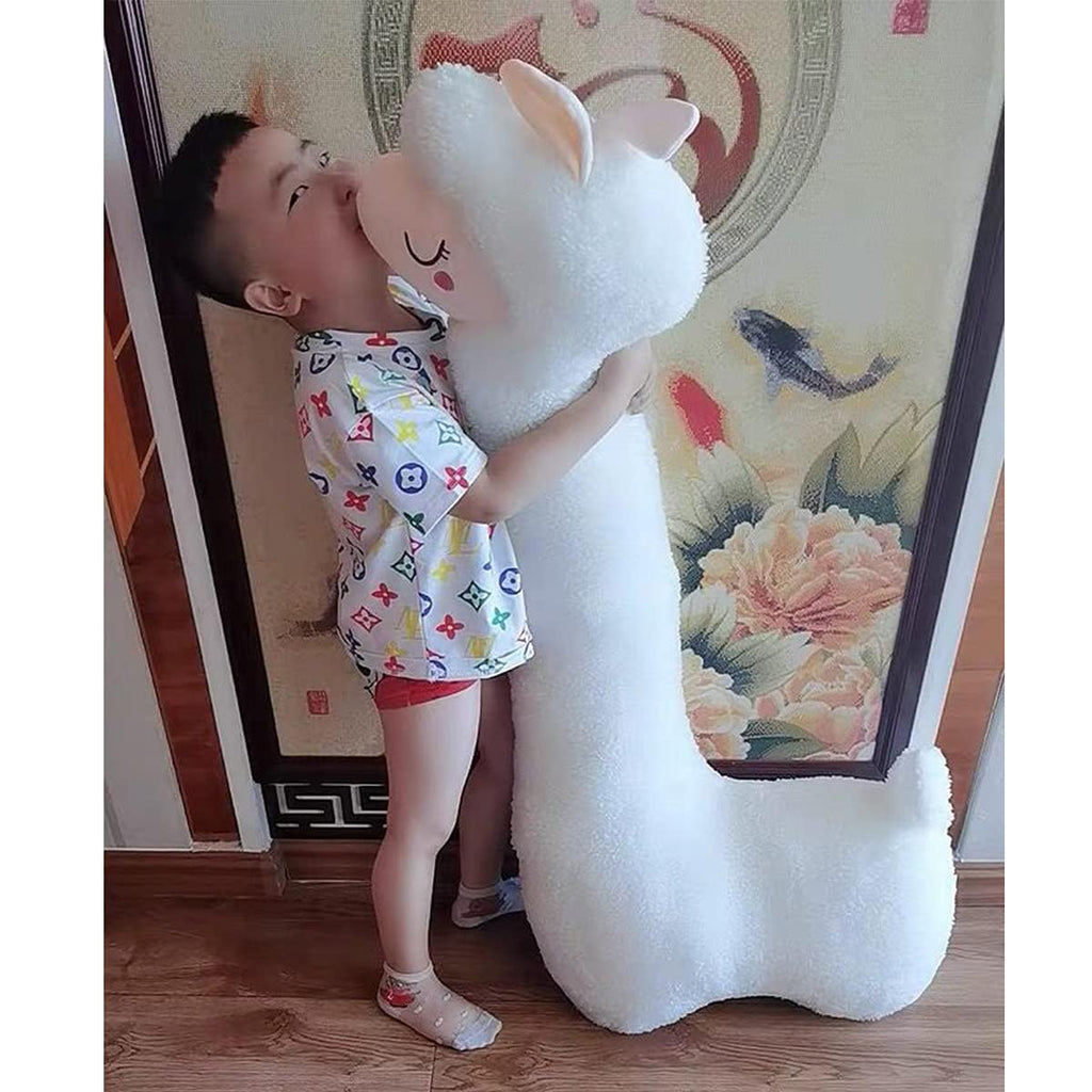 Hofun4U Llama Plush Pillow, 51 Inch Alpaca Plush Long Body Pillow, Alpaca Stuffed Animal, Christmas Holiday Birthday Gift (White