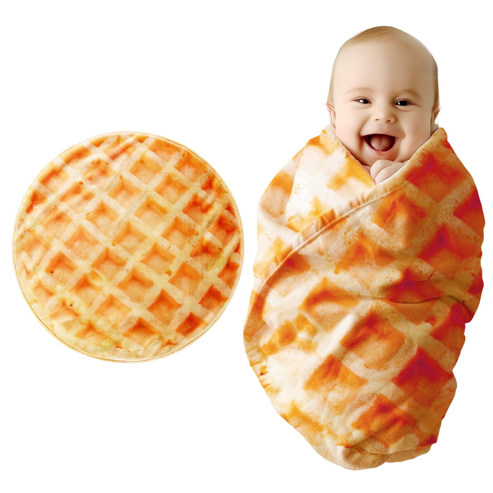 Waffle Blanket Baby Blankets For Boys Girls, Funny, Soft Flannel Swaddle Blanket For Birthday Gifts, Food Blanket For Newborn (3