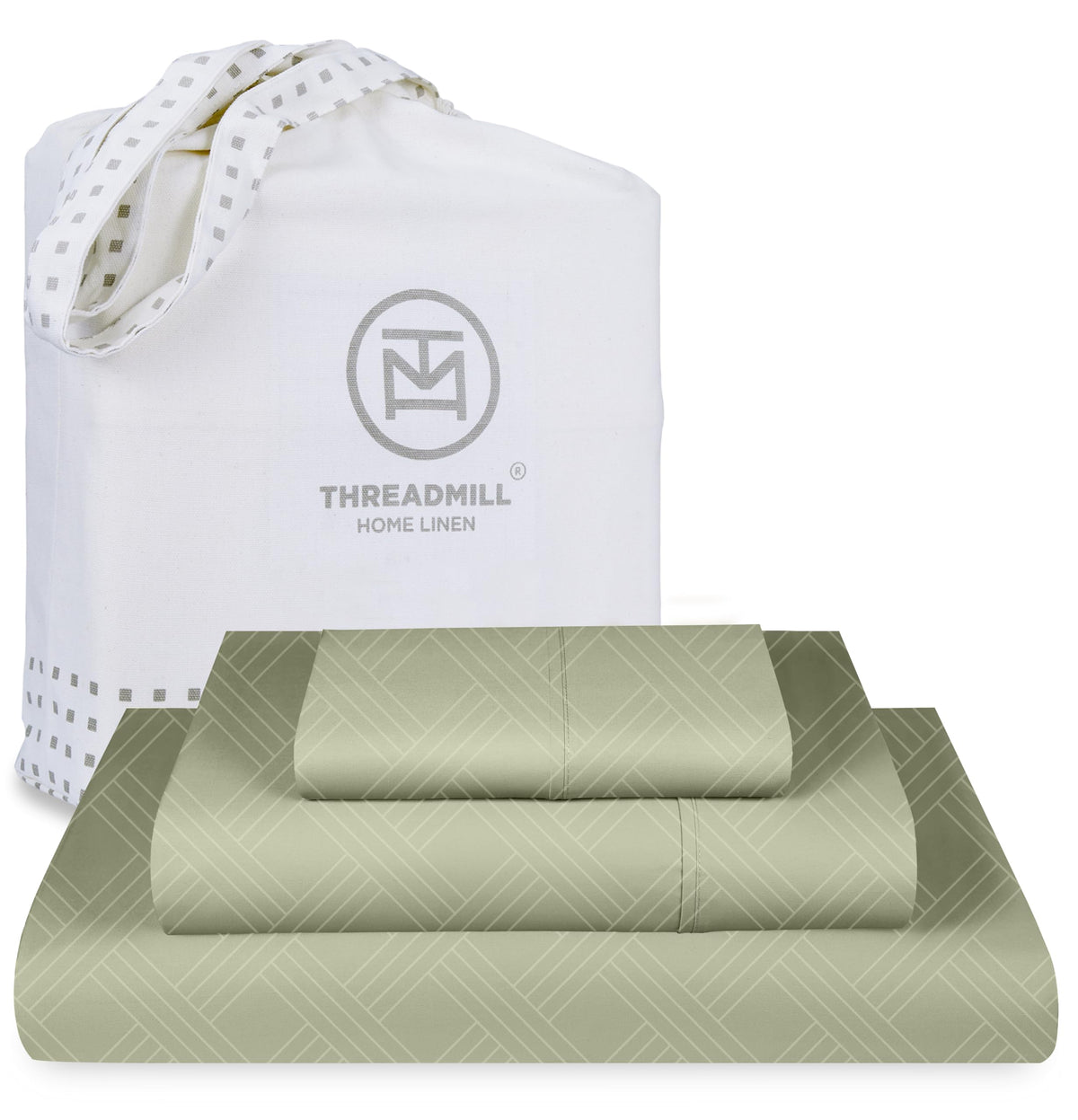 Threadmill Twin Sheets For Twin Mattress | 800 Thread Count Jacquard Celine Sage Green Sheets | 100% Cotton 3 Piece Bed Sheets |
