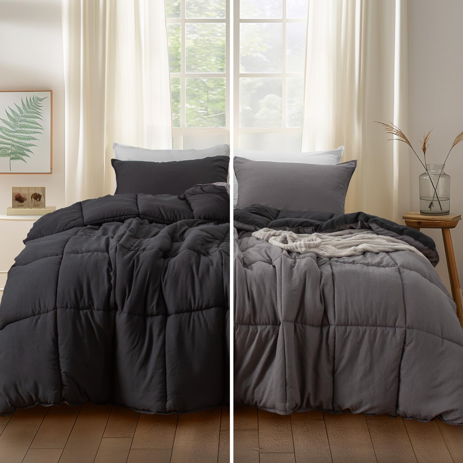 Kasentex Twin Size Comforter Set With 1 Sham - Down Alternative Duvet Insert With Corner Ties, Reversible, Lightweight, Ultra So