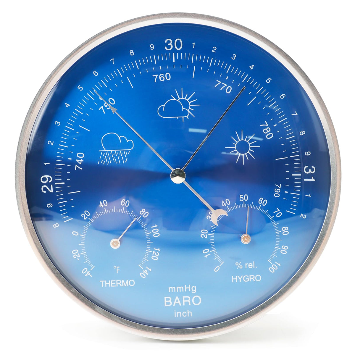 3-In-1 All-Season Wall Hanging Thermometer, Barometer, Hygrometer | Accurate Weather Station For Home And Office | Fahrenheit Ed