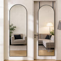 DUMOS Full Length Mirror 47x14 Inches - Arched Full Body Door Hanging Wall Mounted Aluminum Alloy Frame Mirror for Bedroom, Dres