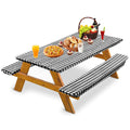 Bealy Picnic Table Cover With Bench Covers, 3 Piece Set Vinyl Tablecloth Waterproof Checkered Fitted Picnic Table Covers With Elastic Edge For Outdoor Indoor Patio Camping Party, 72X30 Inch