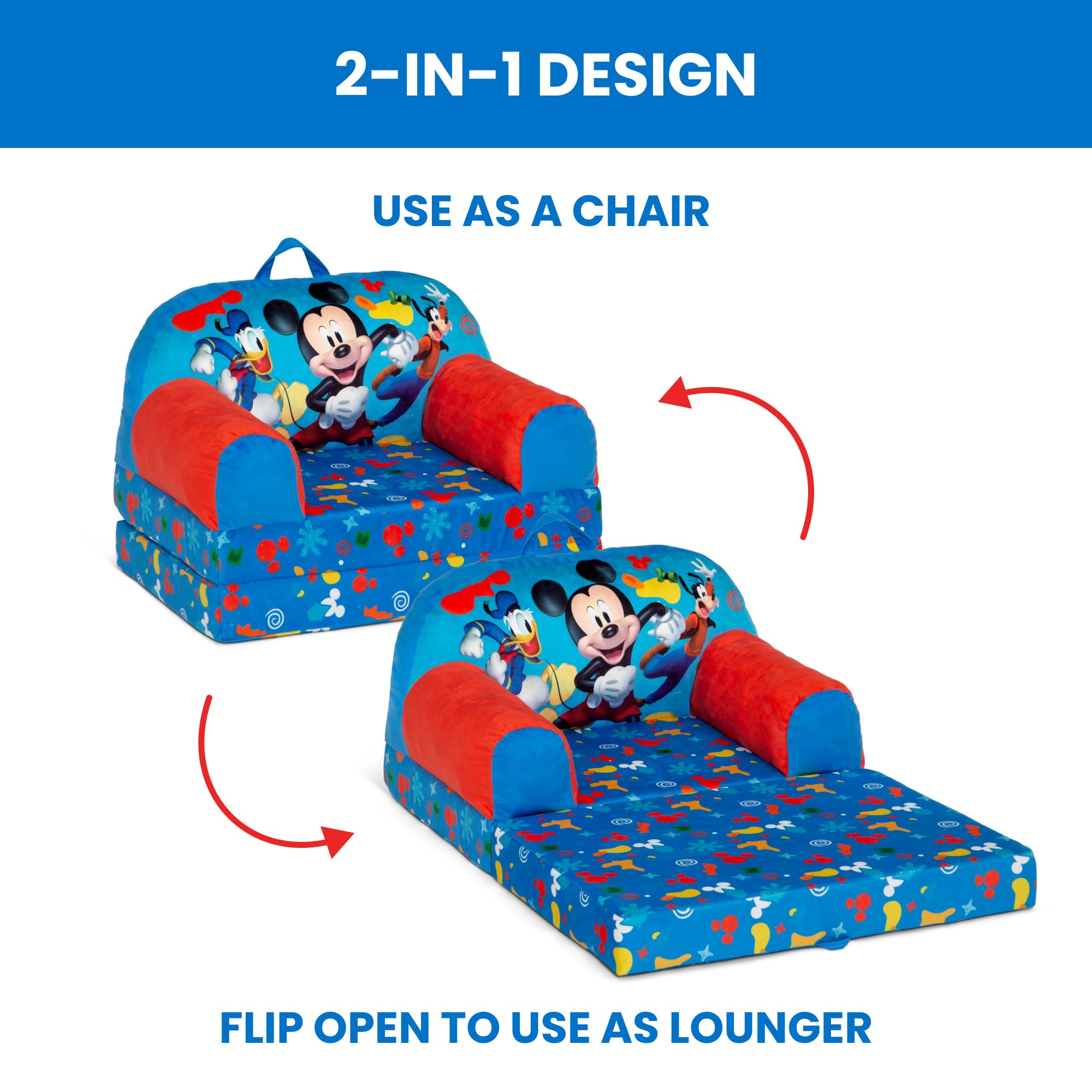 Delta Children - Mickey Mouse Cozee Buddy Flip-Out Kids Chair, Blue