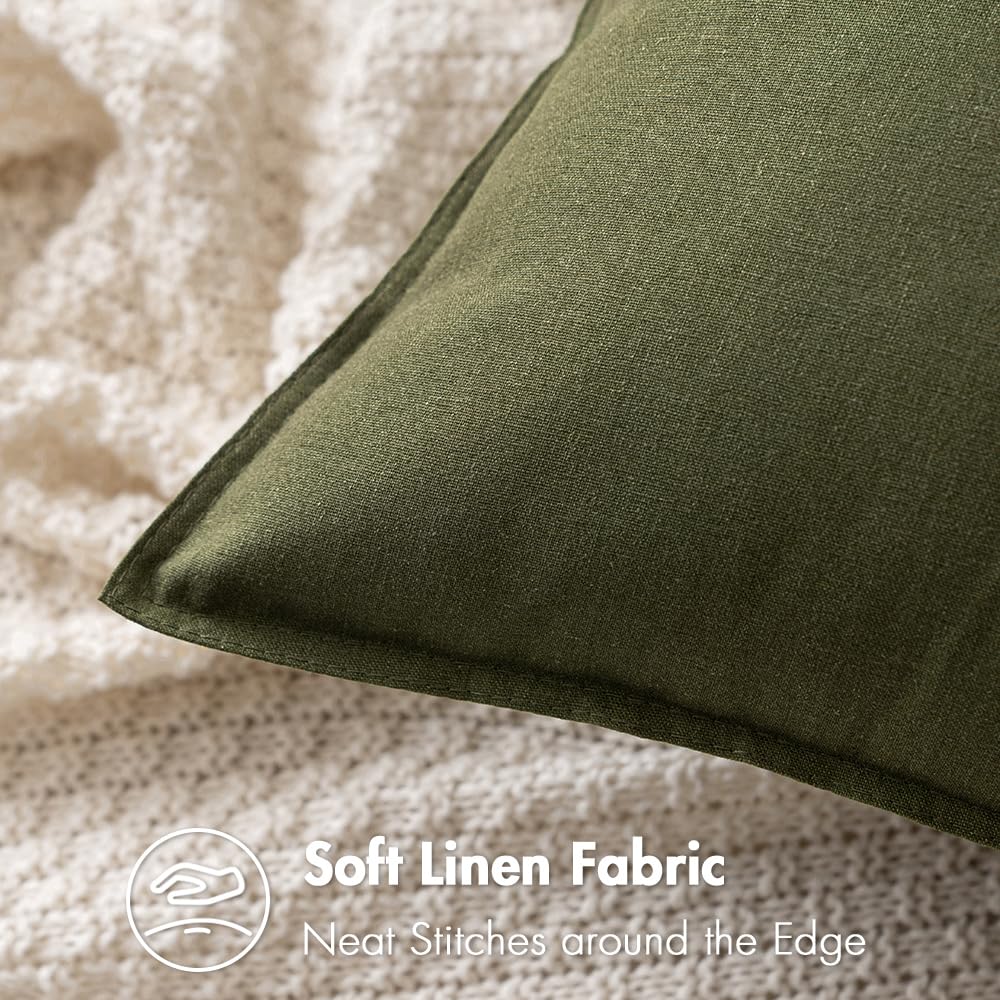 Miulee Pack Of 2 Olive Green Pillow Covers 26X26 Inch Decorative Couch Throw Pillow Covers Linen Cushion Covers Set Modern Farmhouse Home Decor For Sofa Living Room Bed