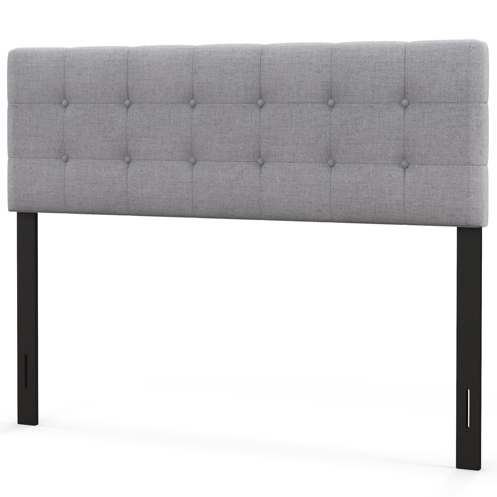 Giantex Linen Upholstered Headboard, Adjustable Width Button Tufted Headboard Only With Solid Wood Legs, Attach Frame, Rectangular Headboard For Queen Full Size Bed, Gray