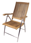 SeaTeak Windrift Outdoor Chair - 6-Position Foldable Chair - Weatherproof, Portable Teak Armchair with Stainless Steel Legs for 