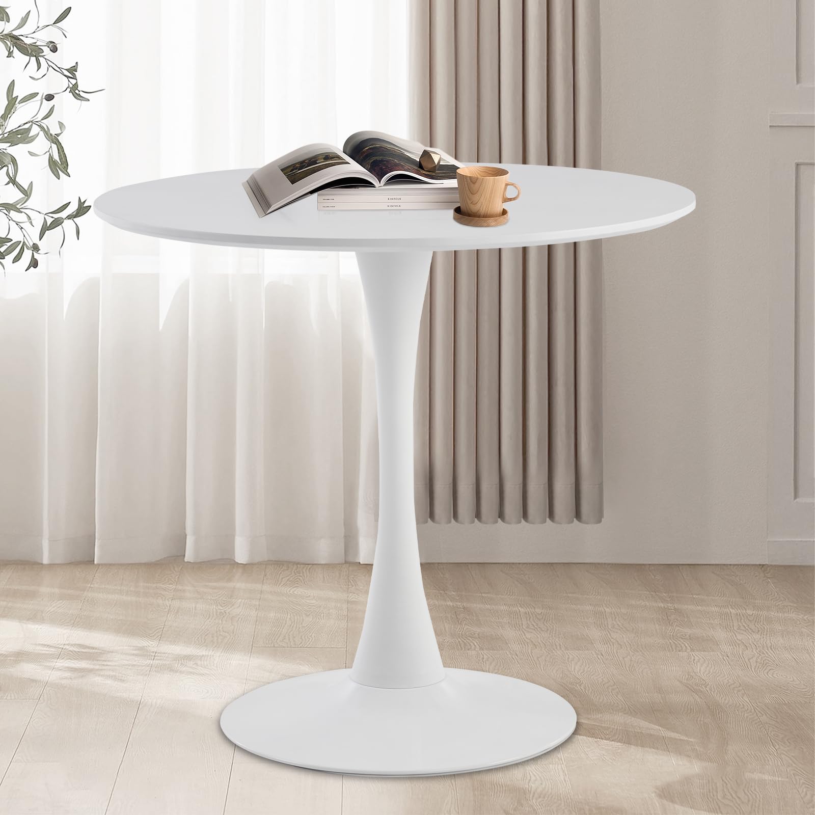 Rongbuk Round Dining Table,31.5   Kitchen Table For 2-4 People,Mdf Table Top With Metal Pedestal Base,Tulip Design For Kitchen,D