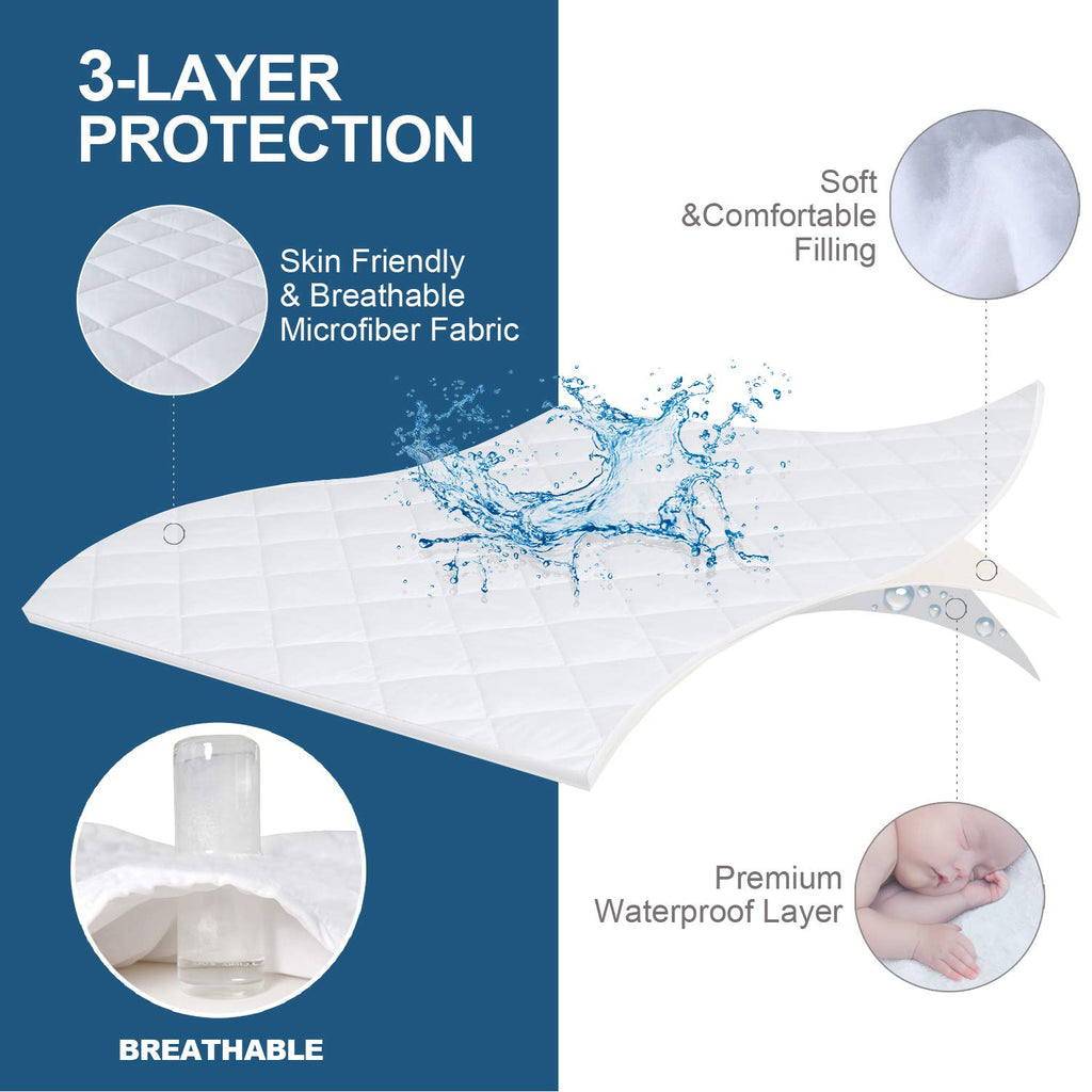 Waterproof Split Top King Mattress Pad Protector For Adjustable Bed, 34' Top Split From Head, Noiseless, Soft Padded Matress Protector