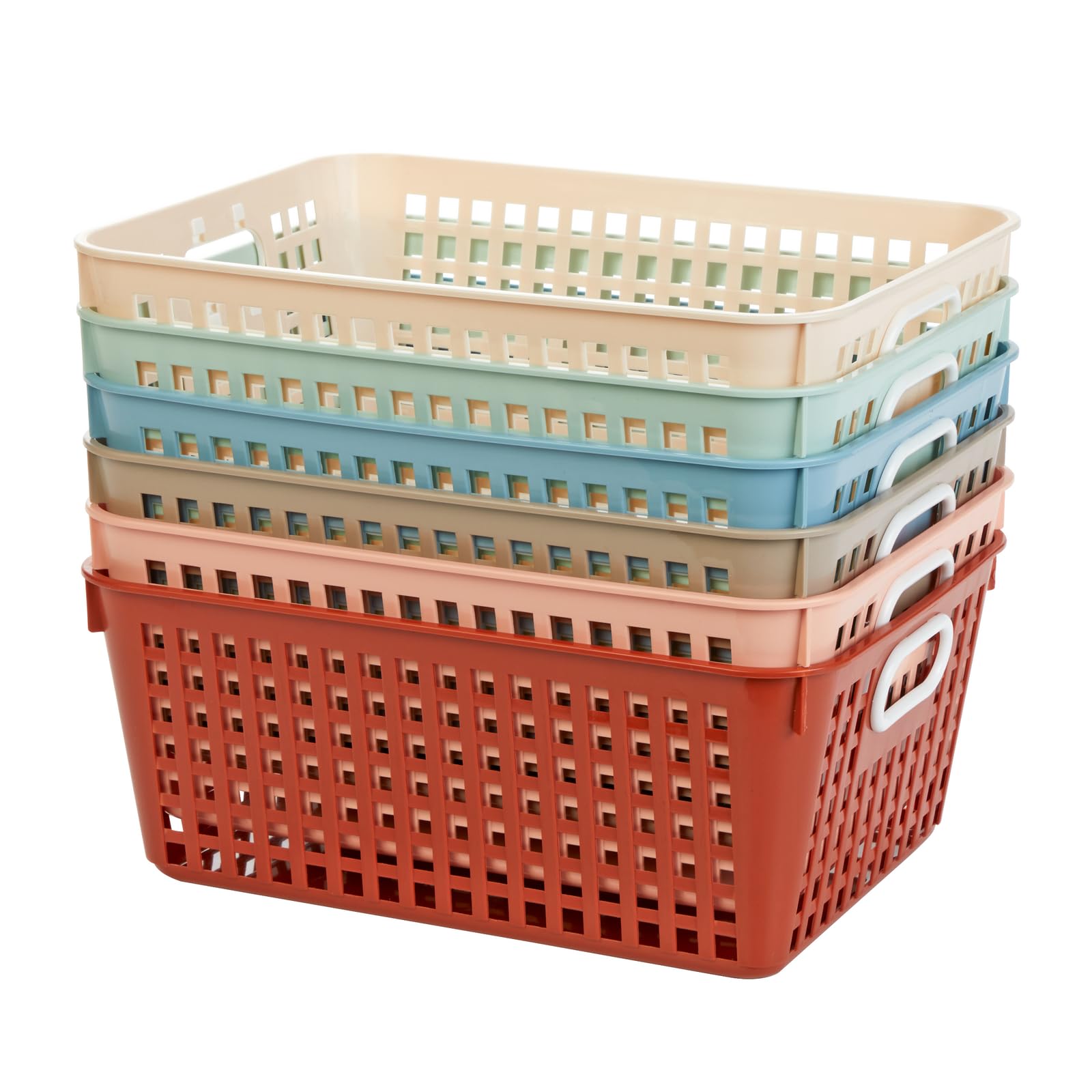 Really Good Stuff - 666014 Plastic Storage Baskets for Classroom or Home Use - Stackable Mesh Plastic Baskets with Grip Handles 