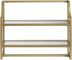 Crosley Furniture Aimee Wall Mounted Bathroom Storage Shelf with Towel Rack and Shelves, Gold