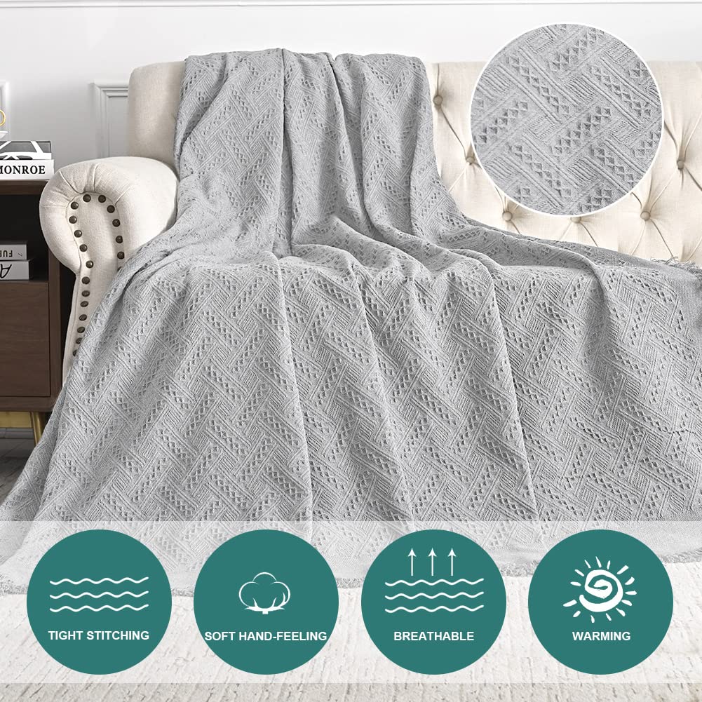 Mysky Home Light Grey Sofa Covers For 3 Cushion Couch Geometrical Couch Cover Living Room Sofa Throws Sofa Slipcovers For Pets, Kids (X-Large, 91' X 118', Light Grey)