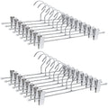 Amber Home 50 Pack Metal Pants Hangers with Clips, Heavy Duty Metal Skirt Hangers with 2-Adjustable Clips, Bottom Hangers for Sh