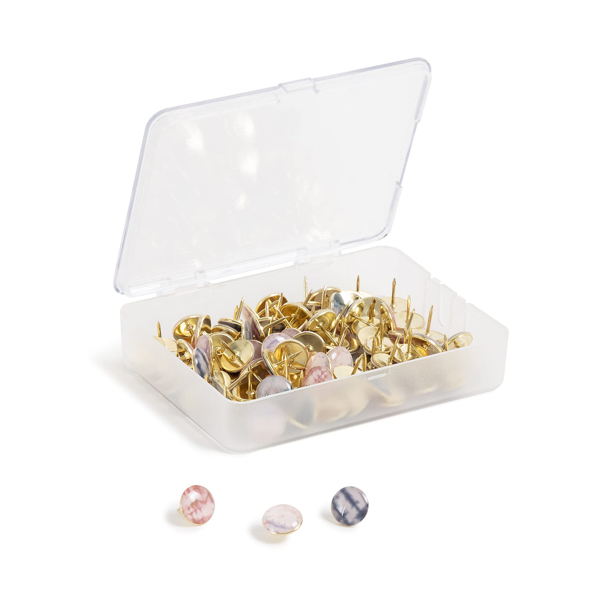 U Brands Fashion Thumbtacks, Soft Dye With Gold Pins, Office Organization Supplies, 100 Count