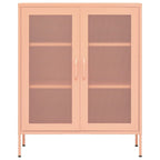vidaXL Industrial Steel Storage Cabinet with Adjustable Shelves, Mesh Doors, Levellers, Pink, 31.5"x13.8"x40"
