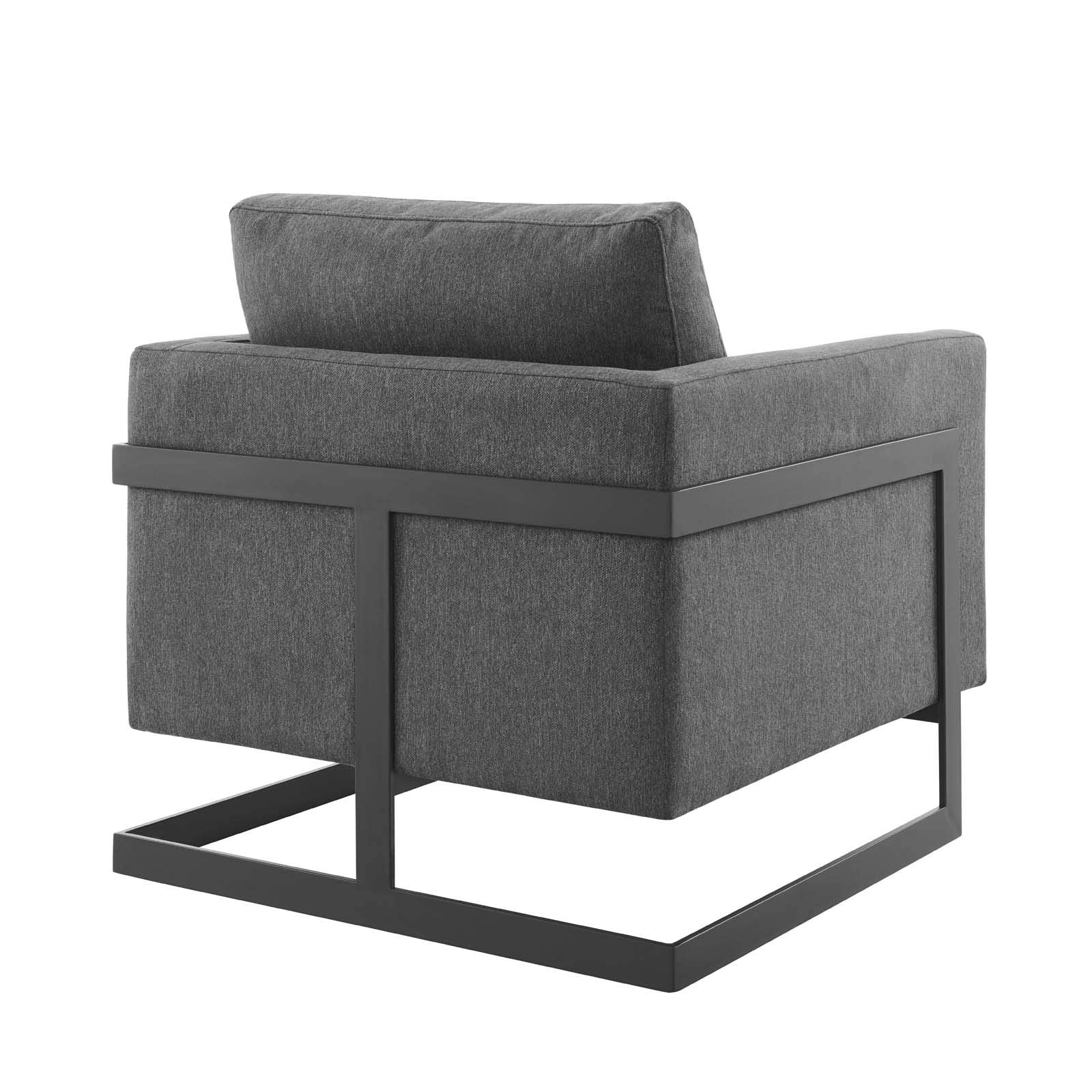 Modway Posse Upholstered Fabric Accent Chair In Black Charcoal