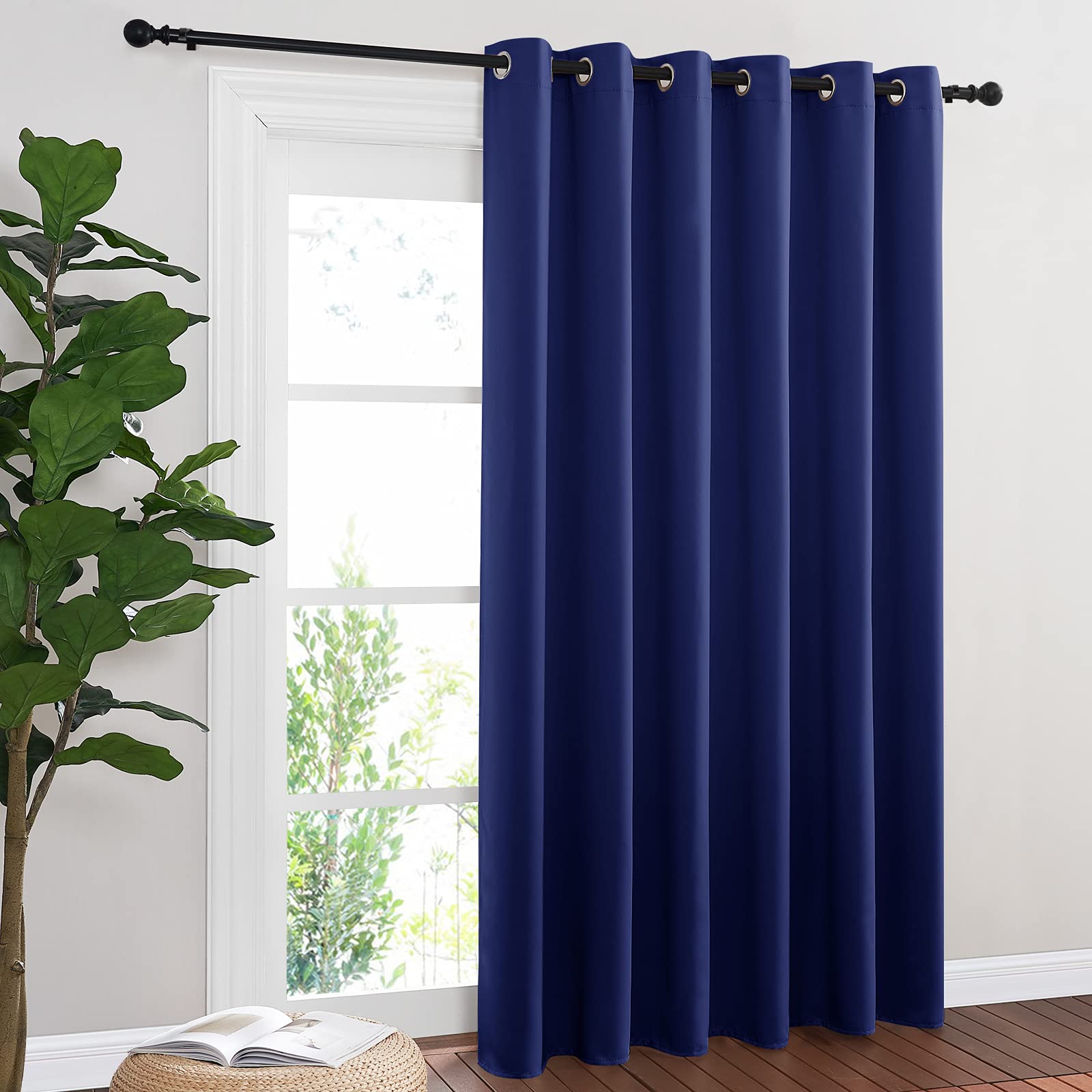 NICETOWN Sliding Glass Door Curtain Panel, Home Decoration Privacy & Noise Reducing Room Divider for Shared Apartment (Navy Blue