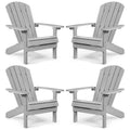 Yefu Adirondack Chairs Set Of 4 Plastic Weather Resistant-Grey, Modern Poly Lumber Outdoor Chairs Like Real Wood, Widely Used In Outdoor, Patio, Deck, Outside, Fire Pit Garden, Campfire Chairs