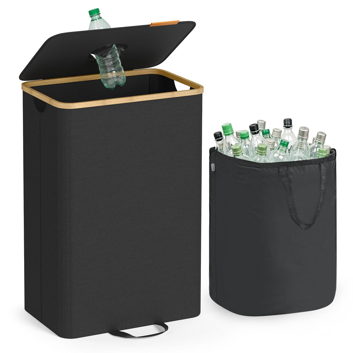 SONGMICS Recycling Bin for Kitchen, 25.1 Gallon, Inner Bag with Handles