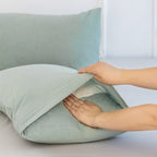 Moomee Bedding Pillowcases Pack Of 2 100% Washed Cotton Linen Like Textured Breathable Durable Soft Comfy (Sage Green, Standard)