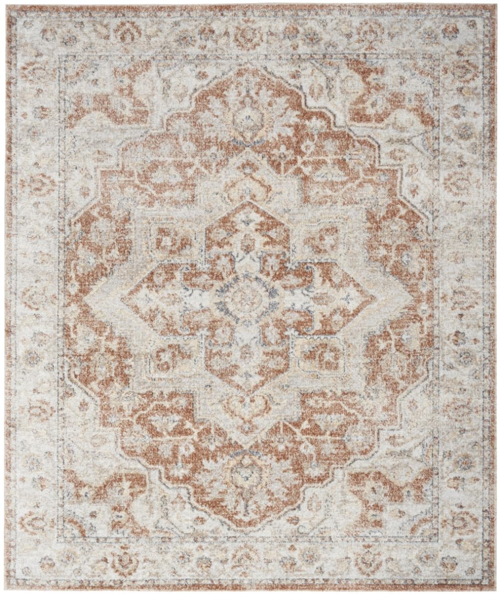 HomeRoots 521794 8 x 10 ft. Oriental Power Loom Washable Rectangle Area Rug Gold
