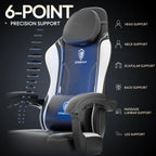 Dowinx Gaming Chair With Pocket Spring Cushion For Adults, Ergonomic Computer Chair With Footrest And Massage Lumbar Support, High Back Leather Game Chair For Office, Gaming, 300Lbs, White