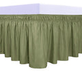 Purefit Wrap Around Ruffled Bed Skirt With Adjustable Elastic Belt - 22 Inch Drop Easy To Put On, Wrinkle Free Bedskirt Dust Ruffles, Bed Frame Cover For Twin,Twin Xl And Full Size Beds, Light Green