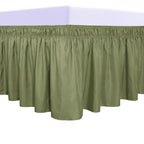 Purefit Wrap Around Ruffled Bed Skirt With Adjustable Elastic Belt - 22 Inch Drop Easy To Put On, Wrinkle Free Bedskirt Dust Ruffles, Bed Frame Cover For Twin,Twin Xl And Full Size Beds, Light Green