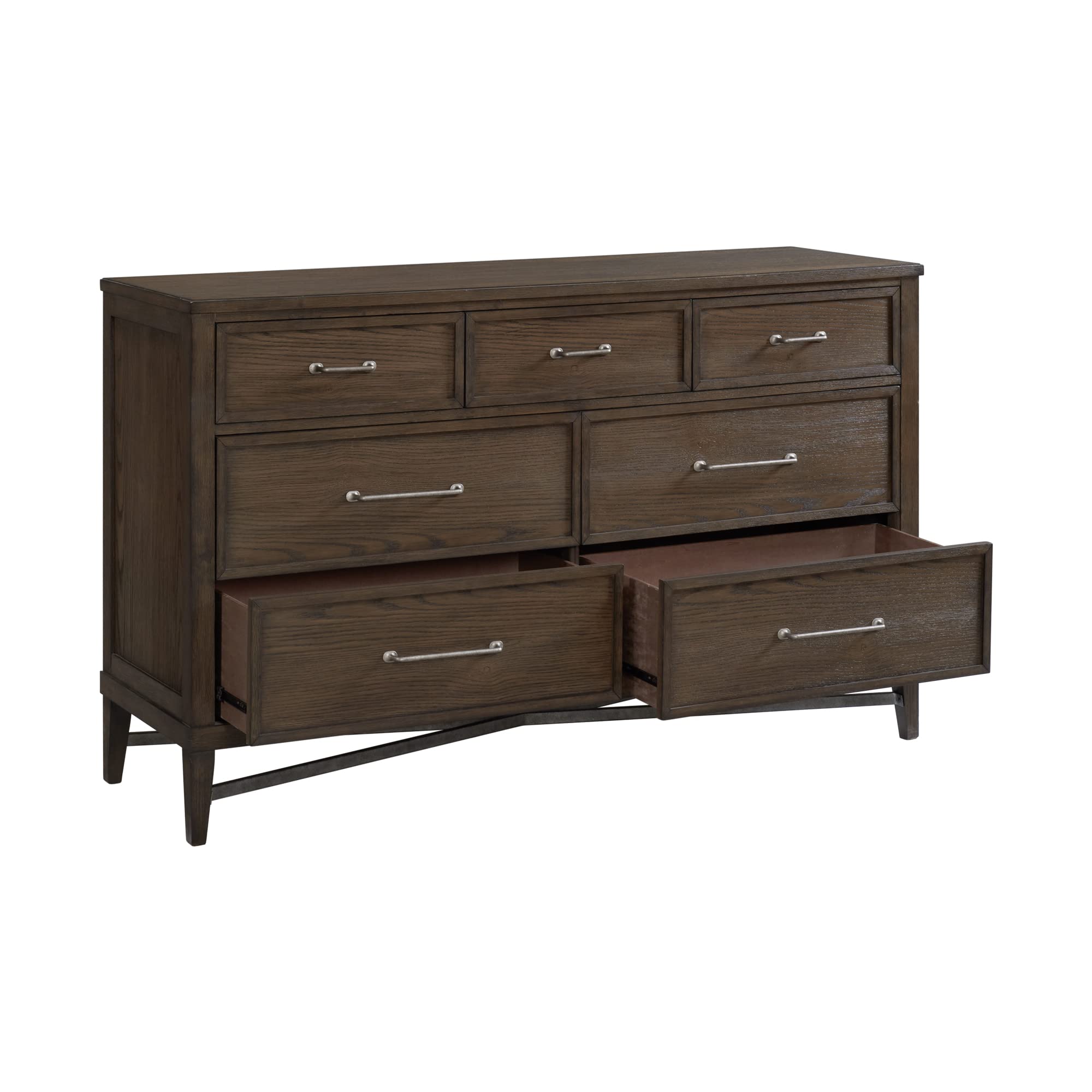 Intercon Preston 66&quot; Wide Bedroom Dresser with 7 Drawers, Weathered Vintage Oak Furniture