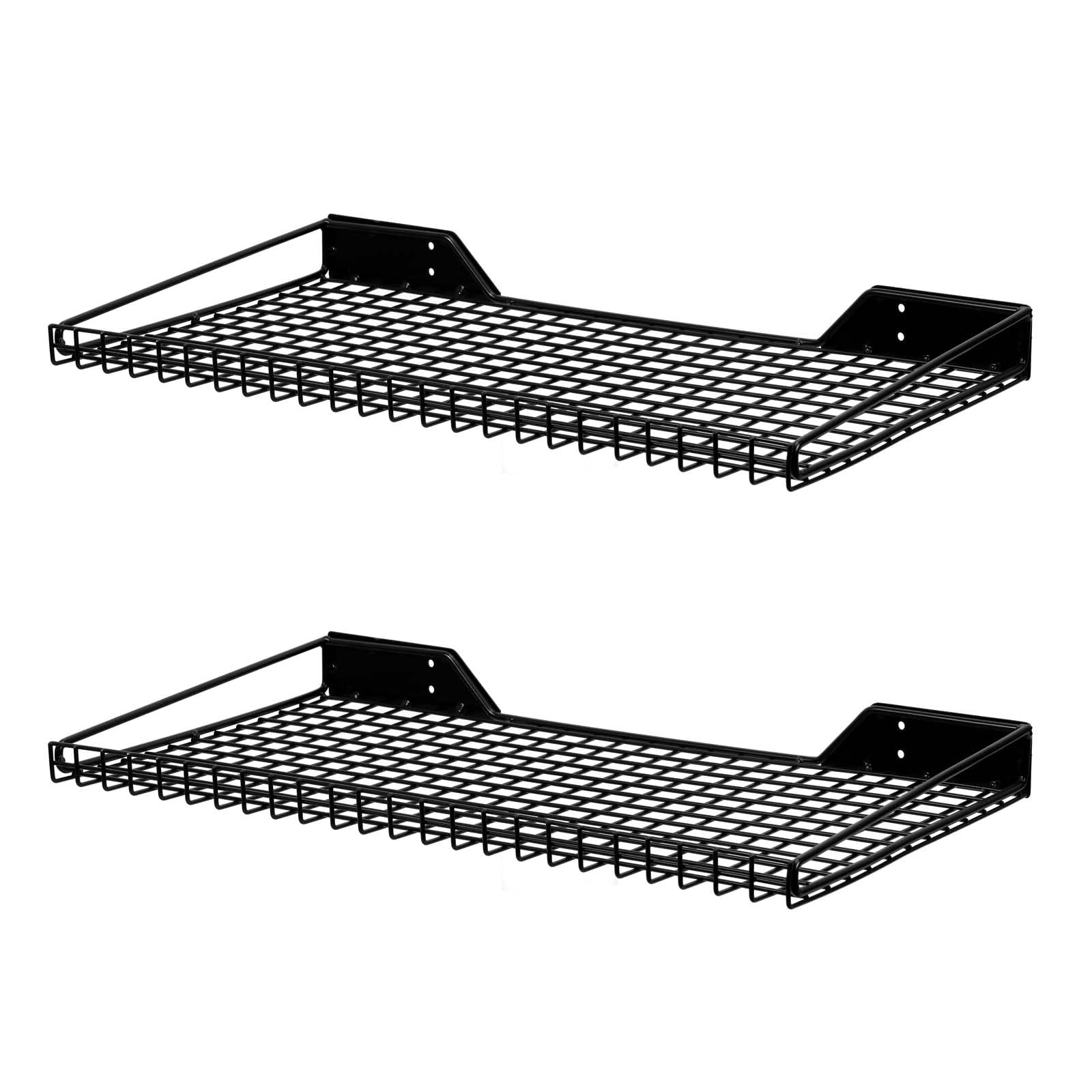Wallmaster Garage Wall Shelf 2 Pack 23.6'X11.8' Wall Mount Heavy Duty Metal Shelves Mesh Storage Rack For Garage, Office, Basement And Kithcen, Max Load 65 Lbs (Black)