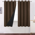 LEMOMO 100% Blackout Chocolate Brown Curtains with Black Lining/52 x 63 Inch/Set of 2 Panels Thermal Insulated Room Darkening Cu