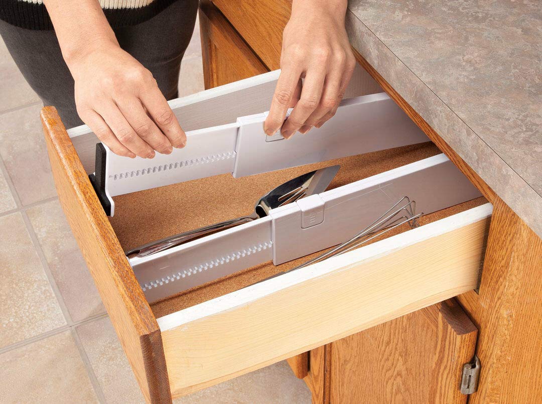 Snapshopecom Adjustable NonSlip Grips Drawer Dividers For Clothes, Office Supplies, And More