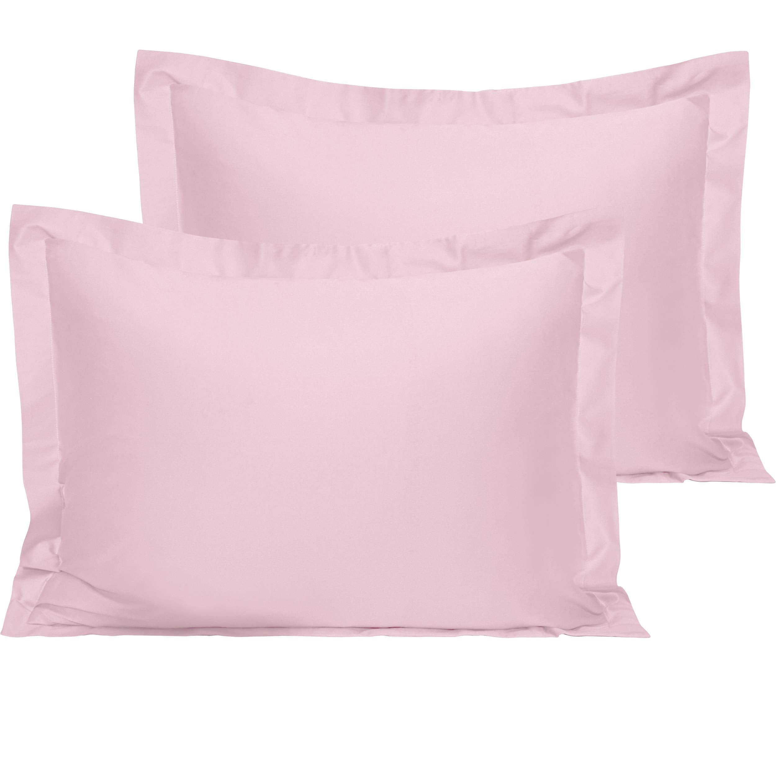 Ntbay 2 Pack 500 Thread Count 100% Egyptian Cotton Standard Pillow Shams, Super Soft And Breathable Oxford Pillowcases For Bed, 20X26 Inches, Pink